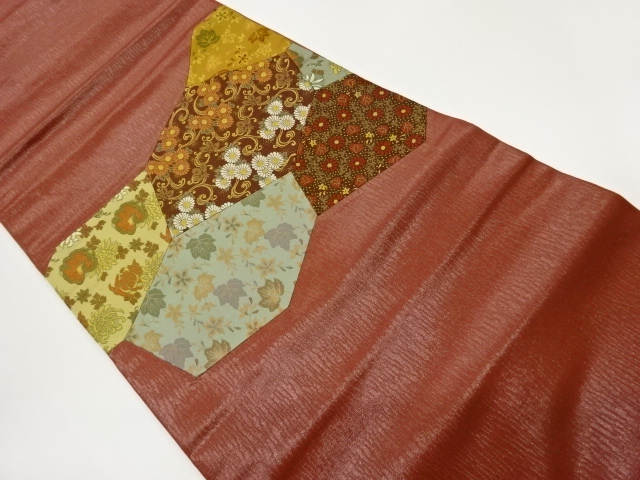 JAPANESE NAGOYA OBI / WOVEN KIKU ARABESQUE